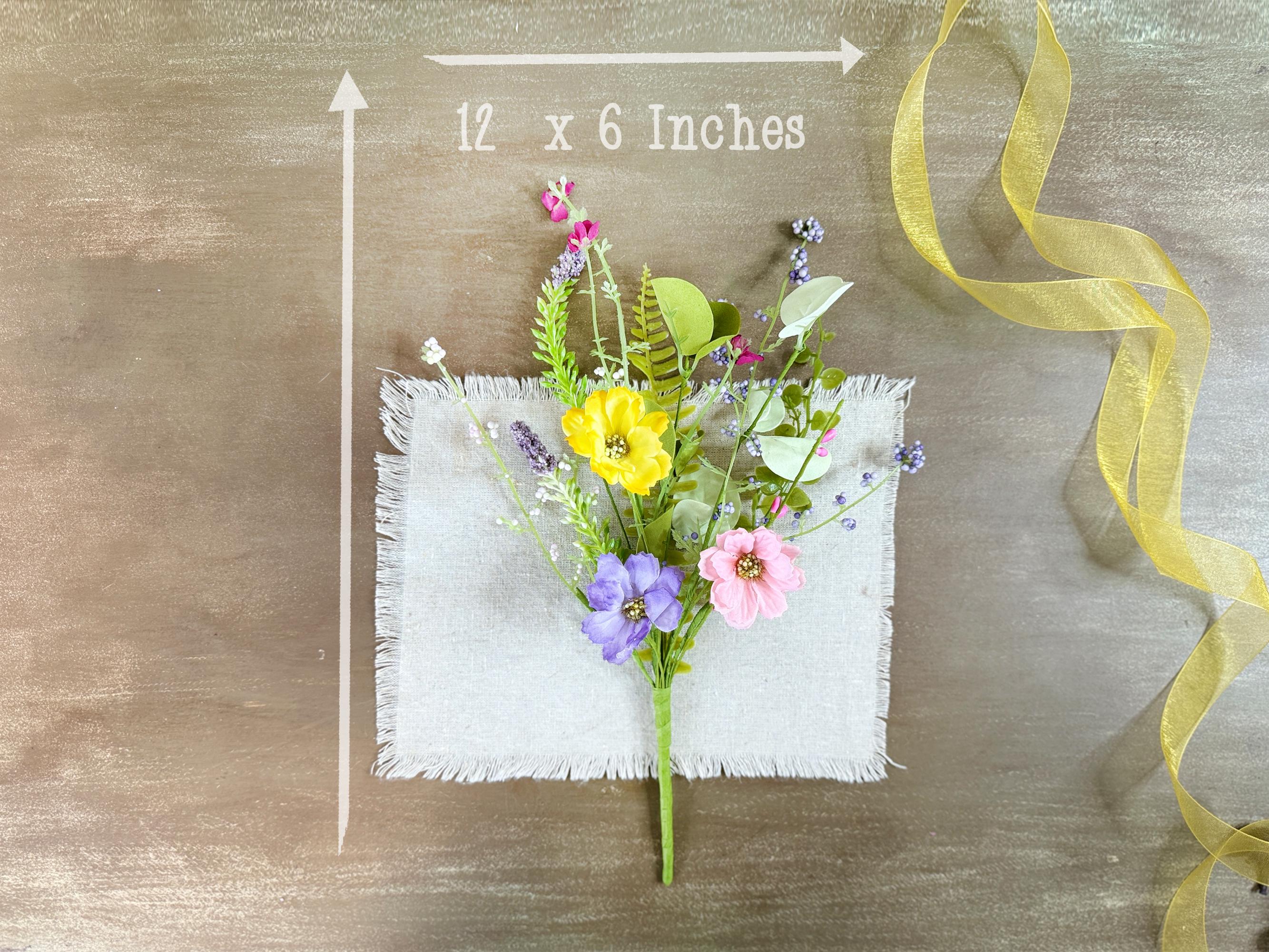 Multi-Color Faux Wildflower Bouquet – Lavender, Pink & Yellow Flowers