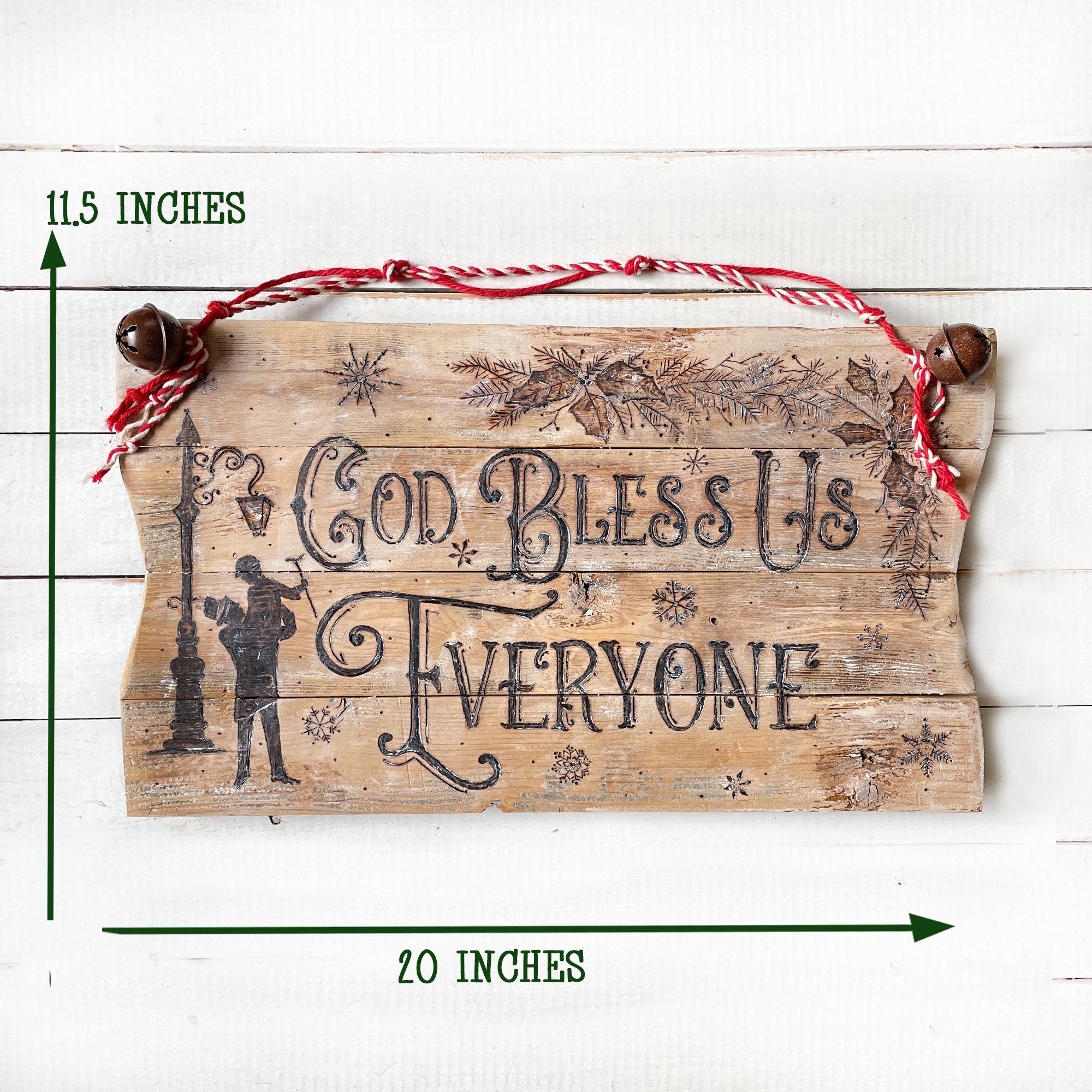 Rustic Vintage Christmas Sign – Tiny Tim Quote Holiday Decor