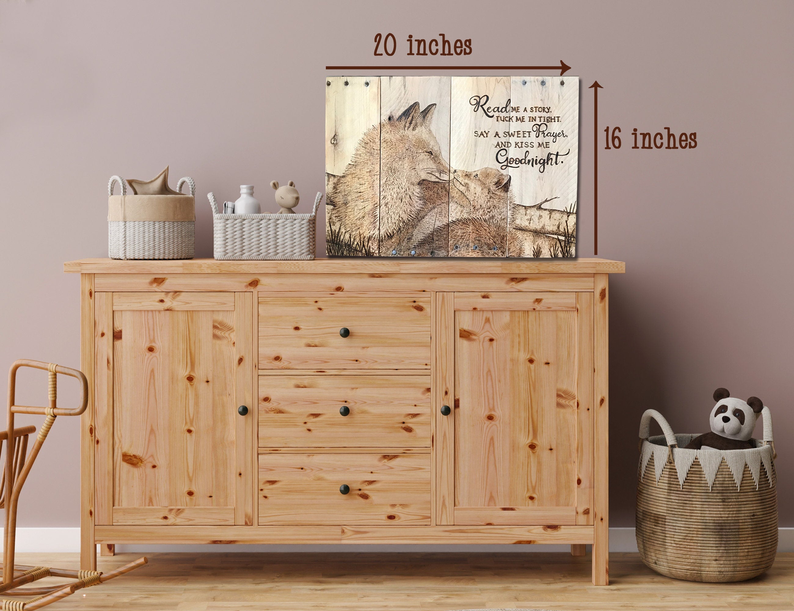 Fox Nursery Wall Art – Woodland Nursery Decor with Child’s Prayer, Reclaimed Wood Sign