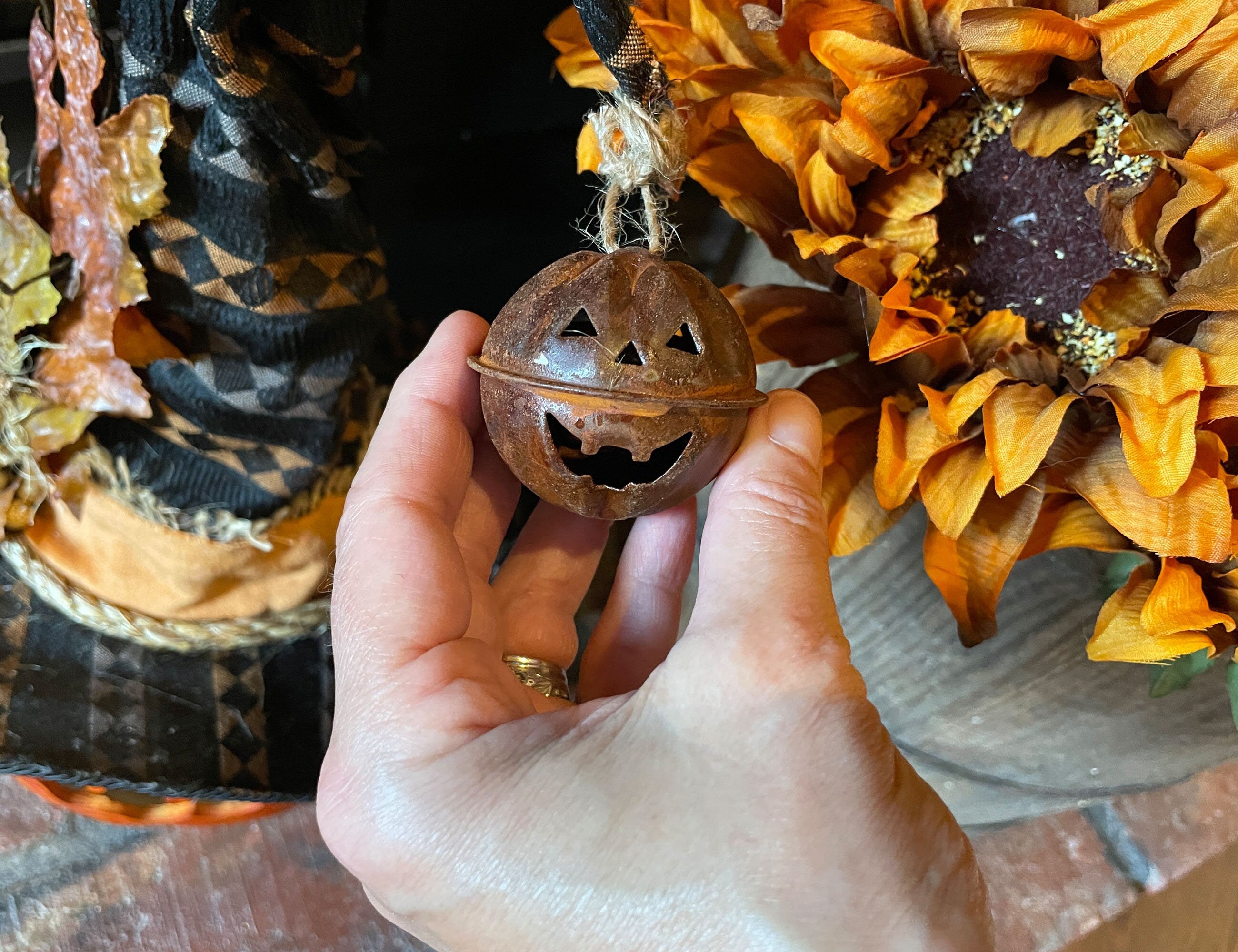 Elowin – Whimsical Witch Pumpkin Gourd Luminary | Handmade Halloween Decor