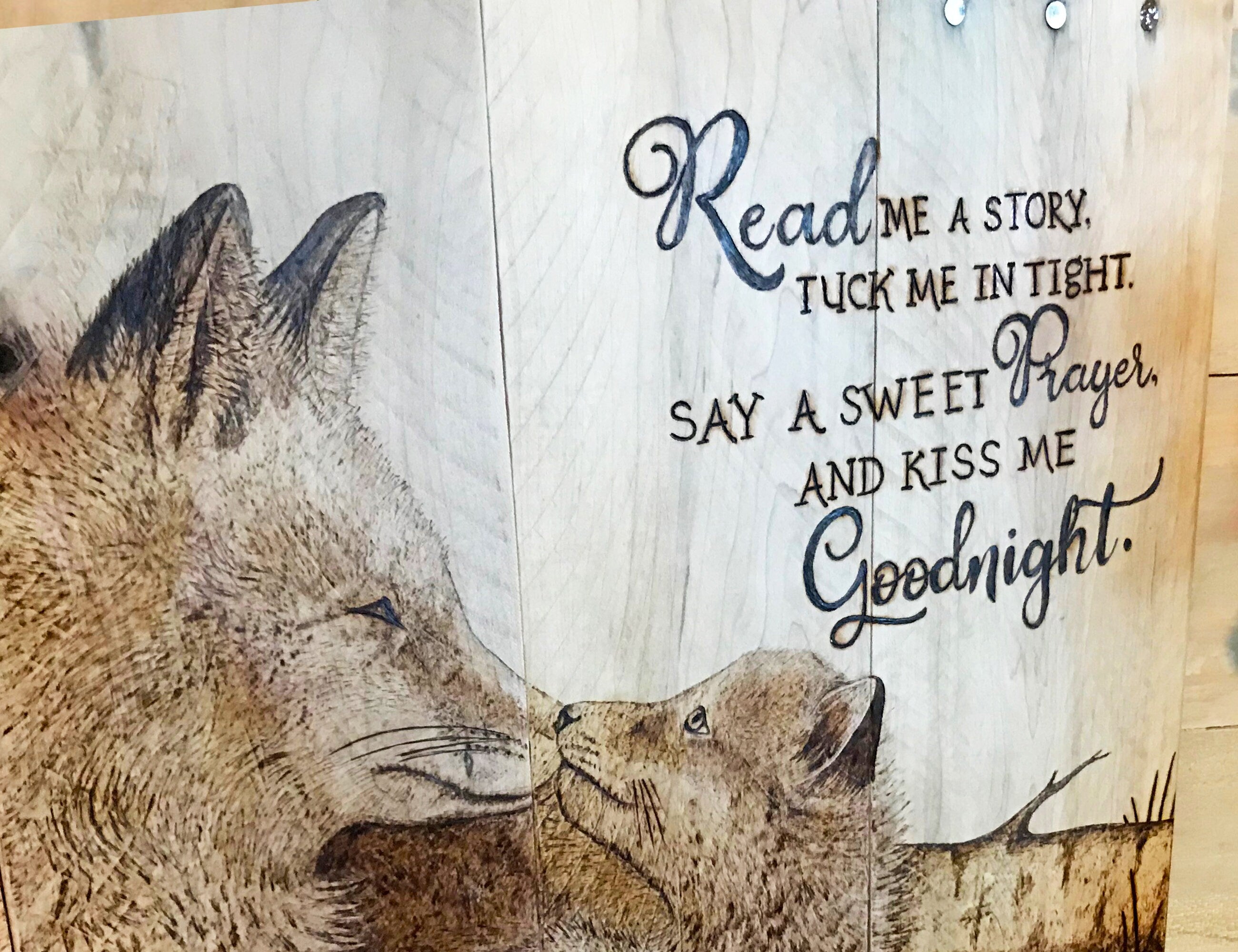 Fox Nursery Wall Art – Woodland Nursery Decor with Child’s Prayer, Reclaimed Wood Sign