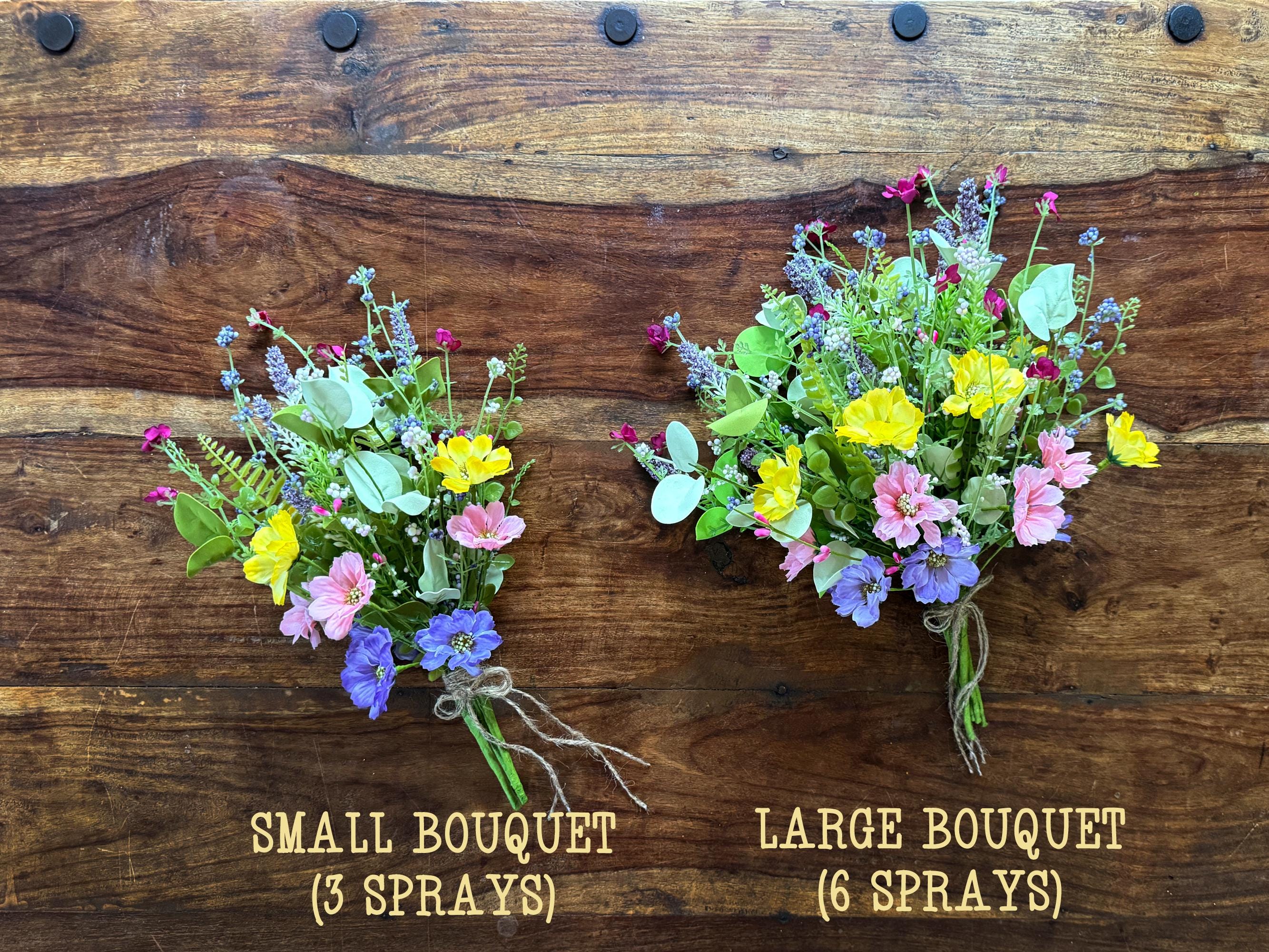 Multi-Color Faux Wildflower Bouquet – Lavender, Pink & Yellow Flowers