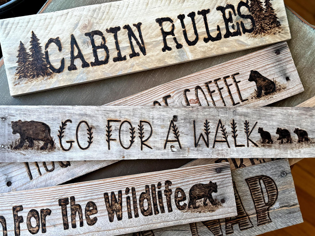 Personalized Cabin Rules Wall Art – Rustic Lodge & Lake House Decor