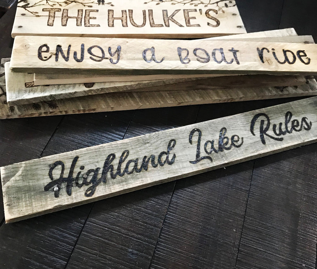 Personalized Lake House Rules Sign – Rustic Cabin Wall Art