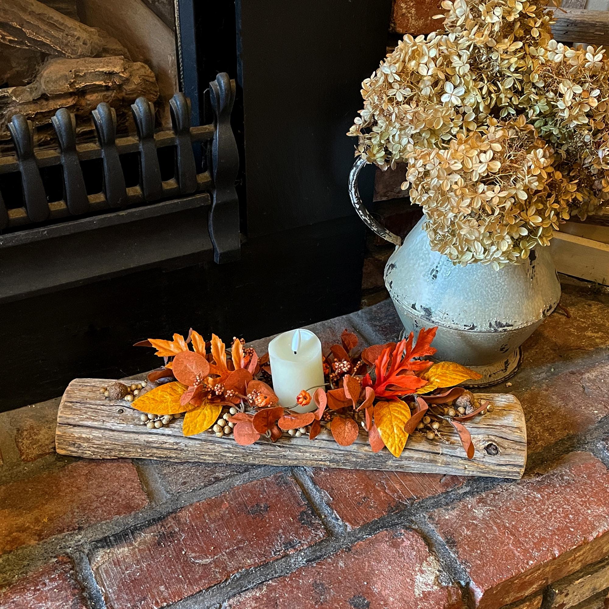 Rustic Fall Harvest Yule Log – Thanksgiving Candle Centerpiece