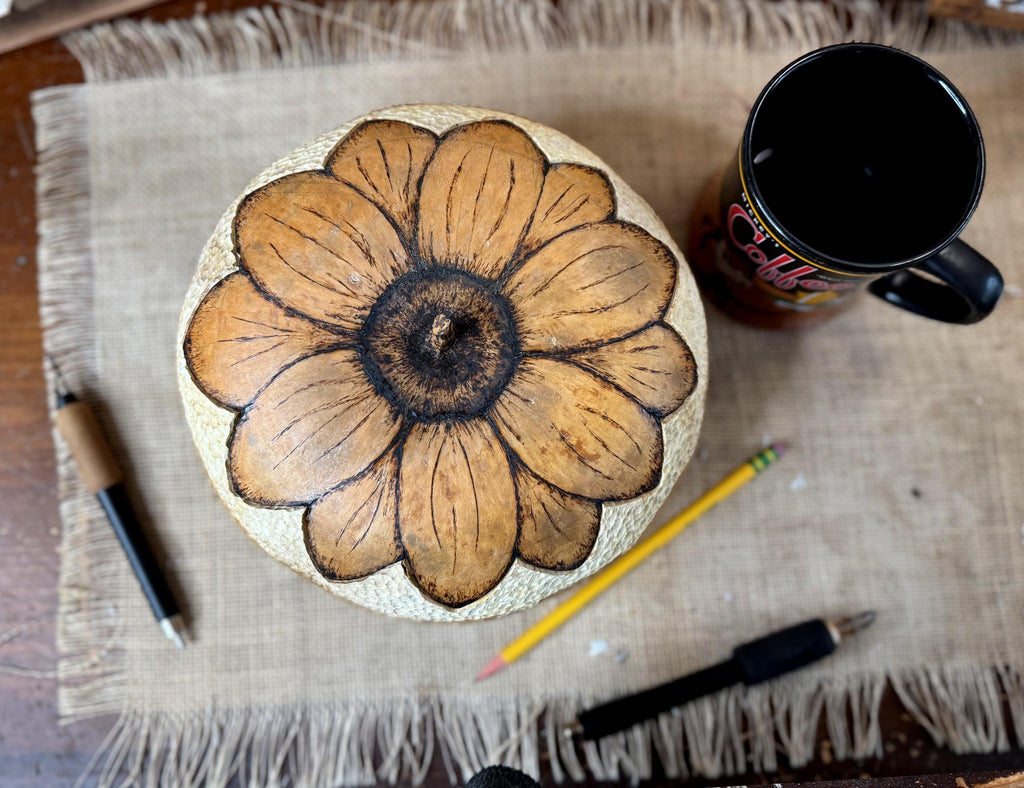 gourd bowl with sunflower shaped lid