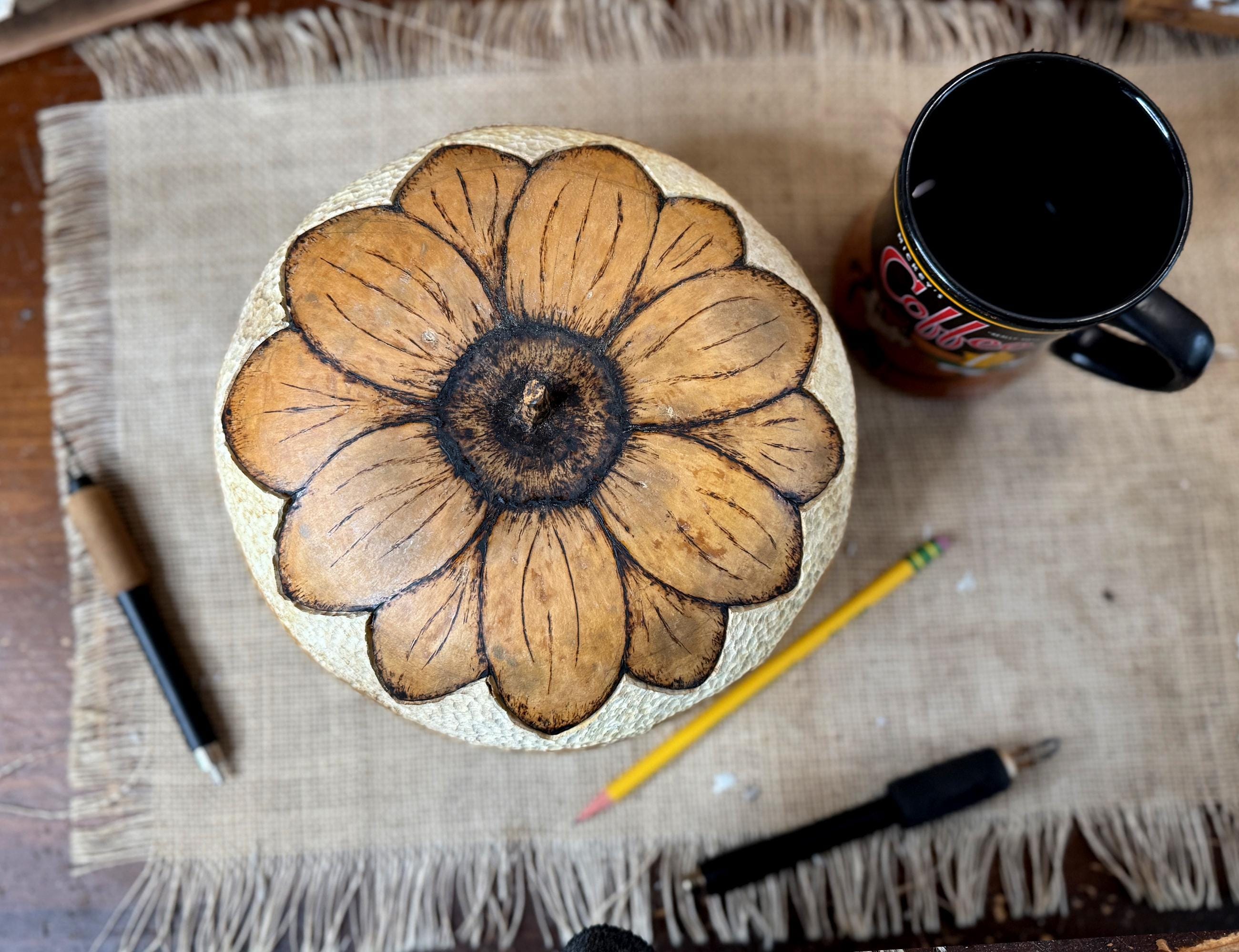 gourd bowl with sunflower shaped lid
