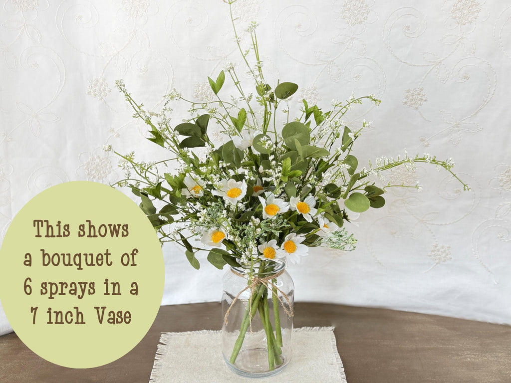 Faux Flowers For Vase Or Jar, Wildflower Bouquet, Flower Arrangement Gift For Mom, Rustic Table Dasiy Centerpiece, Farmhouse Flowers