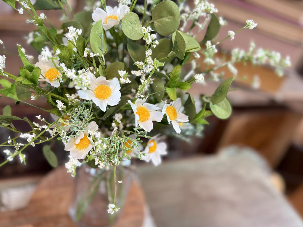 Faux Flowers For Vase Or Jar, Wildflower Bouquet, Flower Arrangement Gift For Mom, Rustic Table Dasiy Centerpiece, Farmhouse Flowers