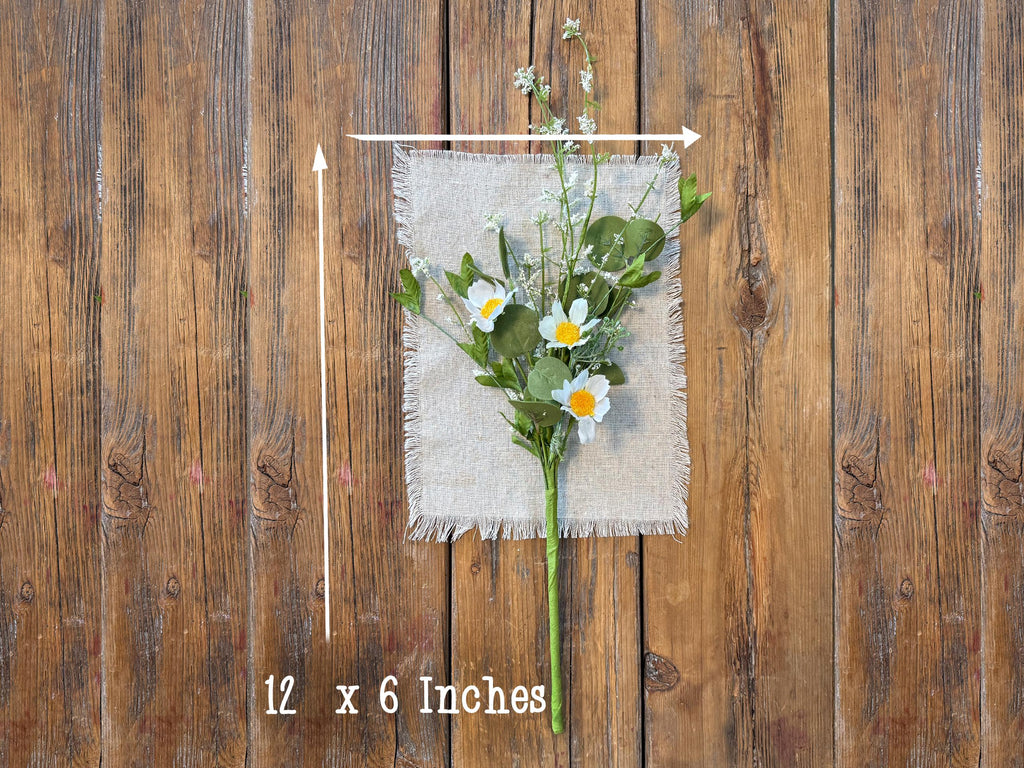 Faux Flowers For Vase Or Jar, Wildflower Bouquet, Flower Arrangement Gift For Mom, Rustic Table Dasiy Centerpiece, Farmhouse Flowers