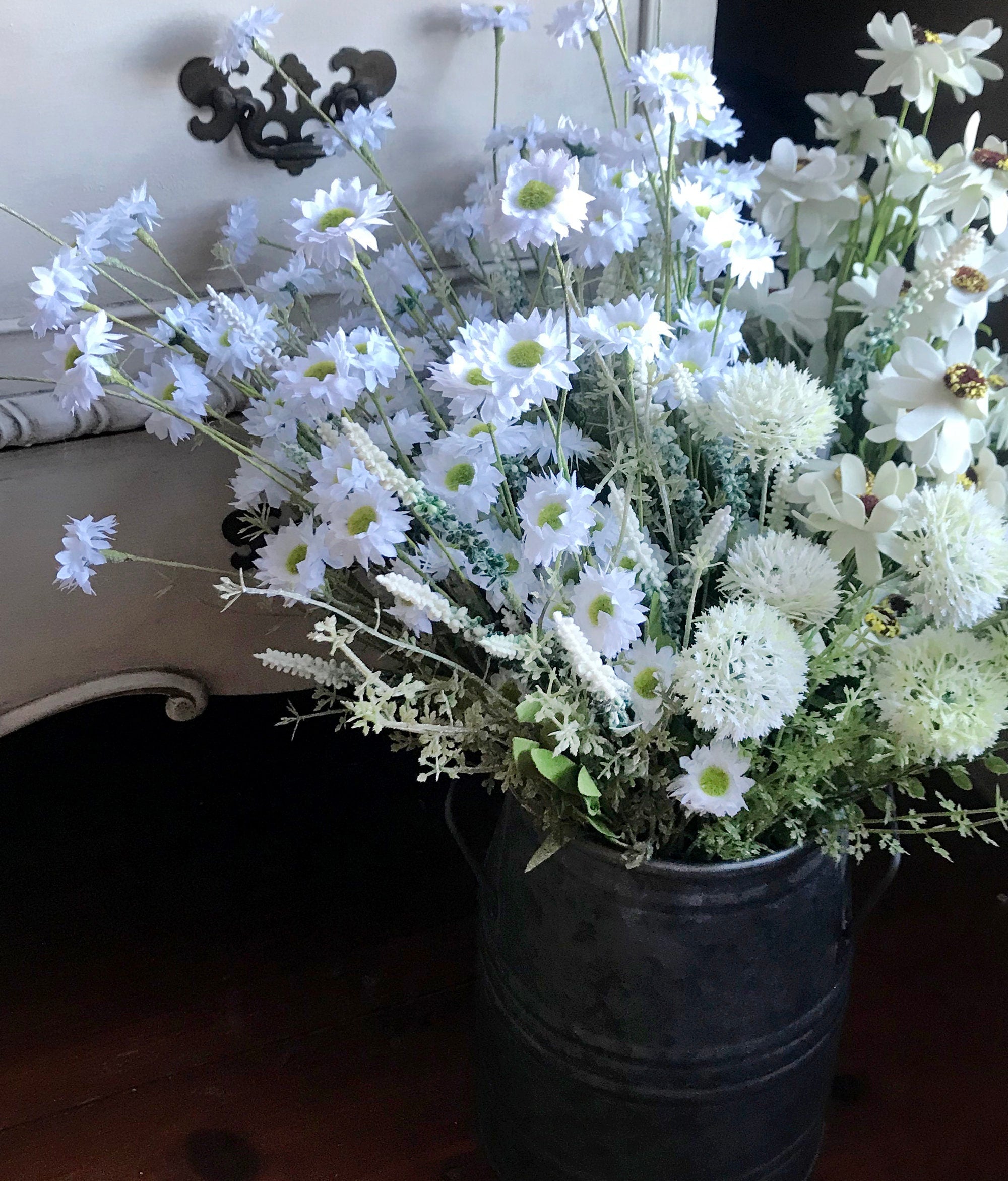 Artificial Daisy Wildflower Spray, Faux White Flowers, Rustic Centerpiece, Vase Or Mason Jar Filler, Arrangement Supplies, Flowers For Table