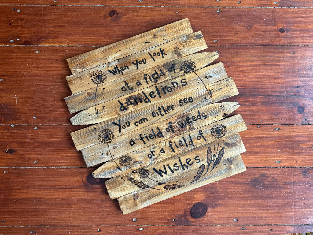 Dandelion Wall Art On Wood – A Field of Wishes Inspirational Decor