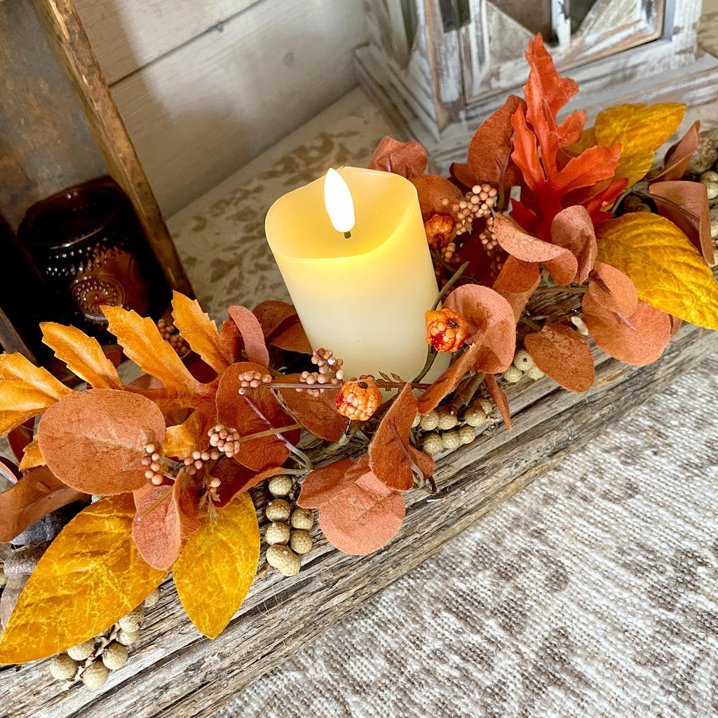 Rustic Fall Harvest Yule Log – Thanksgiving Candle Centerpiece