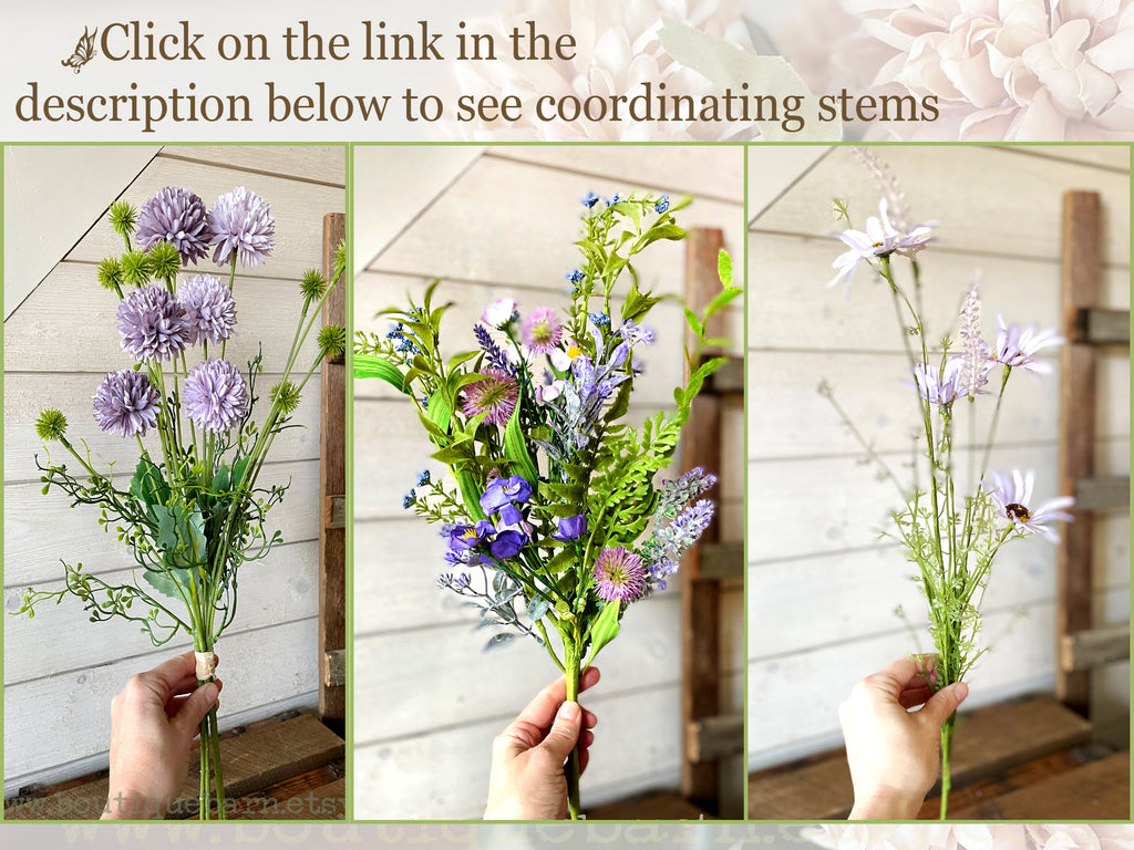 Faux Purple Wildflower Stems – Lavender Blossoms for Vases & Centerpieces