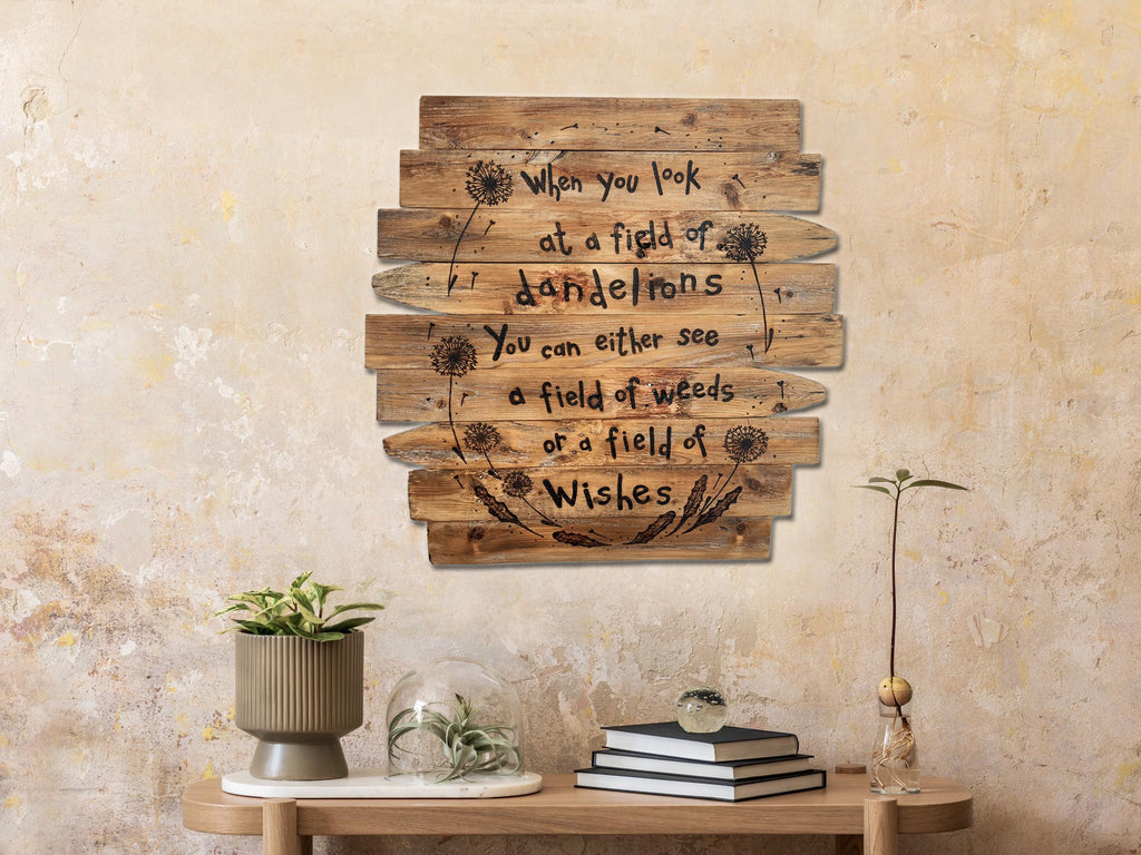 Dandelion Wall Art On Wood – A Field of Wishes Inspirational Decor
