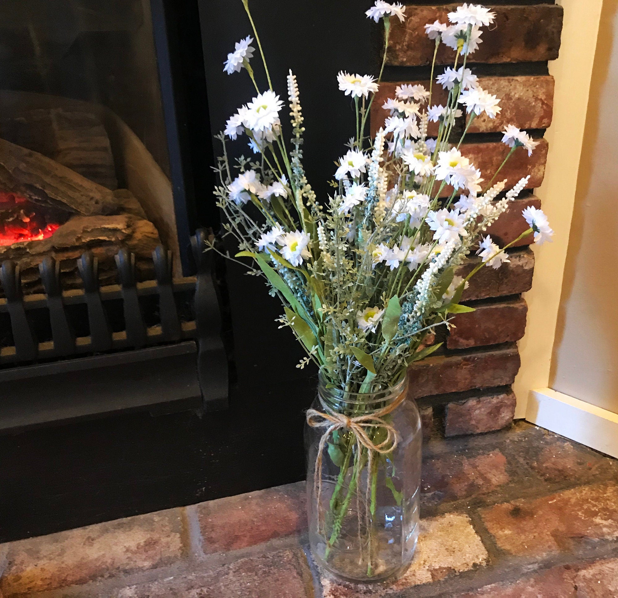 Artificial Daisy Wildflower Spray, Faux White Flowers, Rustic Centerpiece, Vase Or Mason Jar Filler, Arrangement Supplies, Flowers For Table