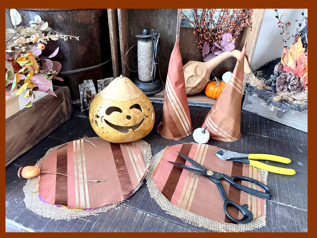 Beatrice – Whimsical Pumpkin Witch Gourd with Autumn Hat | Lighted Fall Luminary