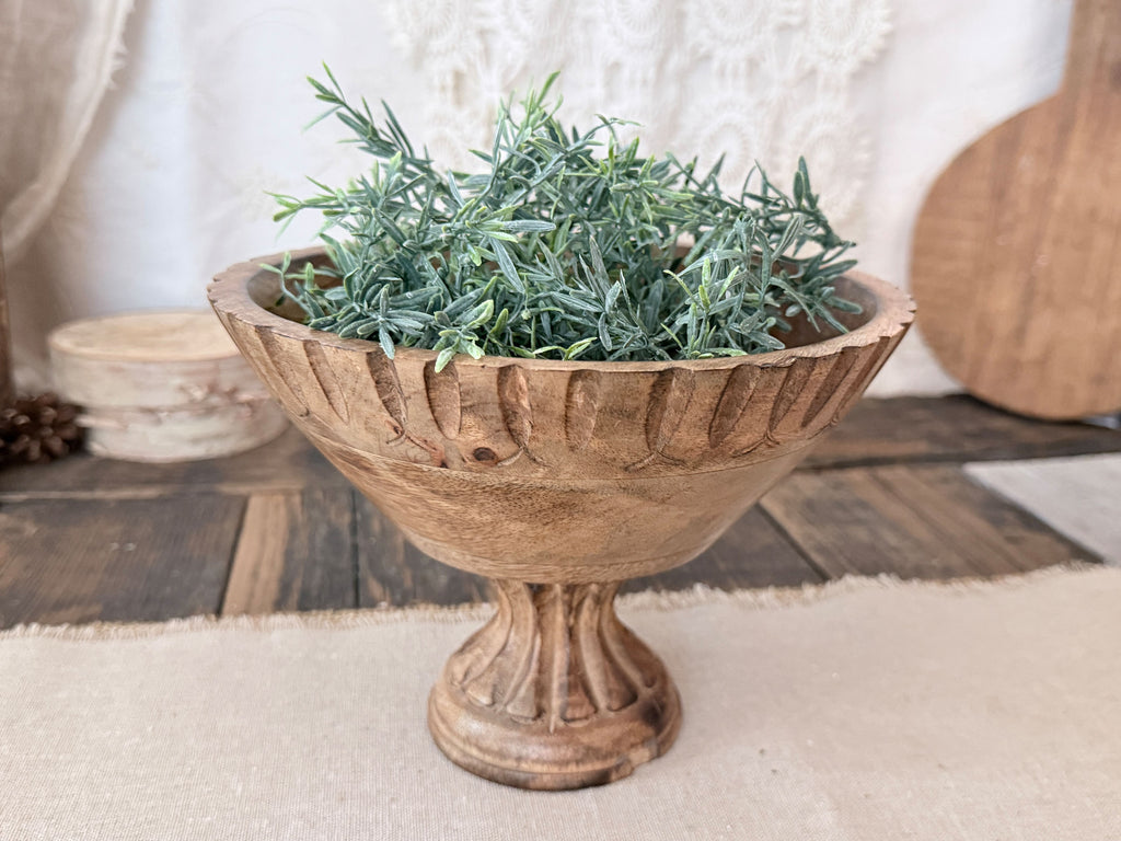 Rosemary greenery sprigs for wood bowl filler decor