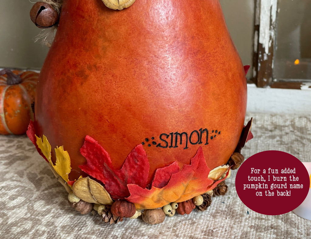 Simon – Handcrafted Pumpkin Gourd with Stitched Scar | Fall Table Decor