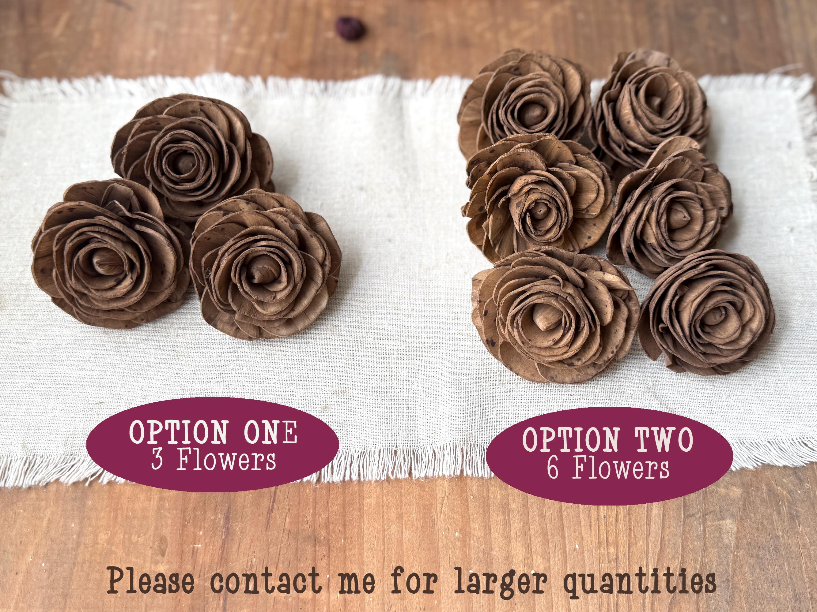 Chocolate Brown Ranunculus – Natural Wood Flower Bowl Filler & Centerpiece