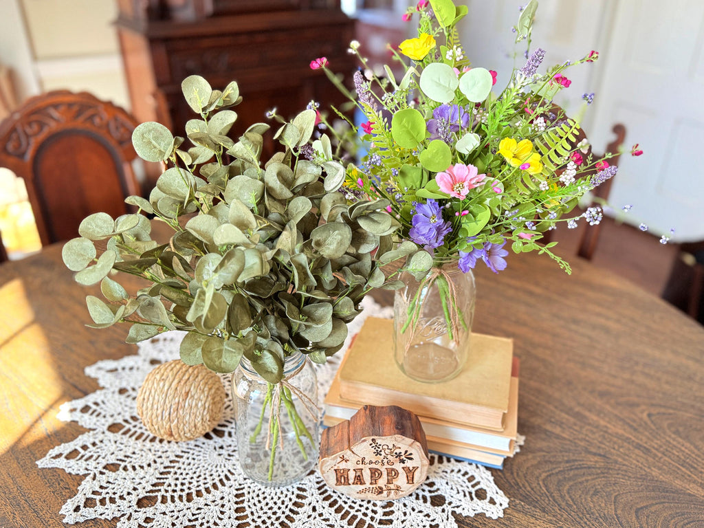 Multi-Color Faux Wildflower Bouquet – Lavender, Pink & Yellow Flowers