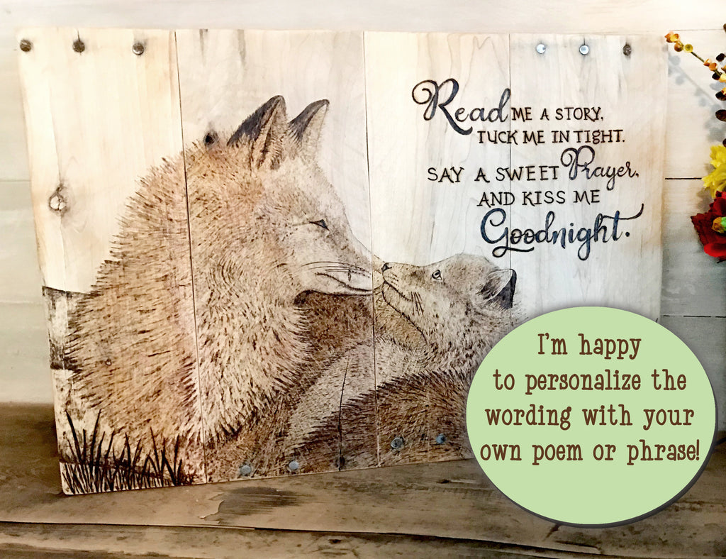 Fox Nursery Wall Art – Woodland Nursery Decor with Child’s Prayer, Reclaimed Wood Sign