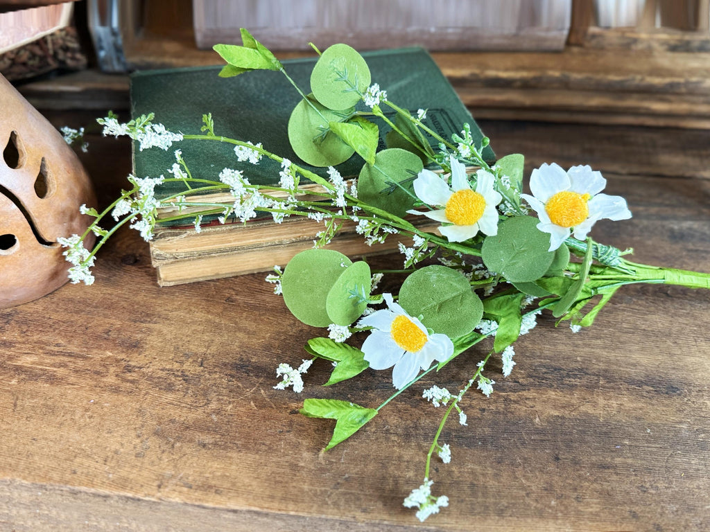 Faux Flowers For Vase Or Jar, Wildflower Bouquet, Flower Arrangement Gift For Mom, Rustic Table Dasiy Centerpiece, Farmhouse Flowers