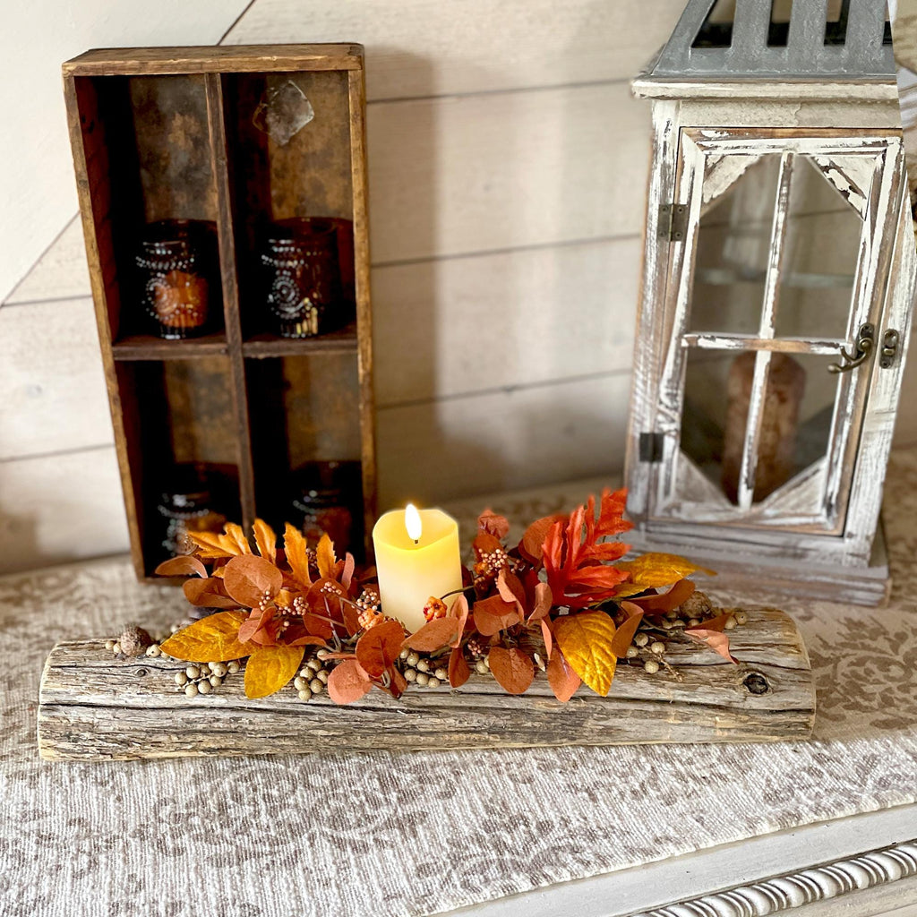 Rustic Fall Harvest Yule Log – Thanksgiving Candle Centerpiece