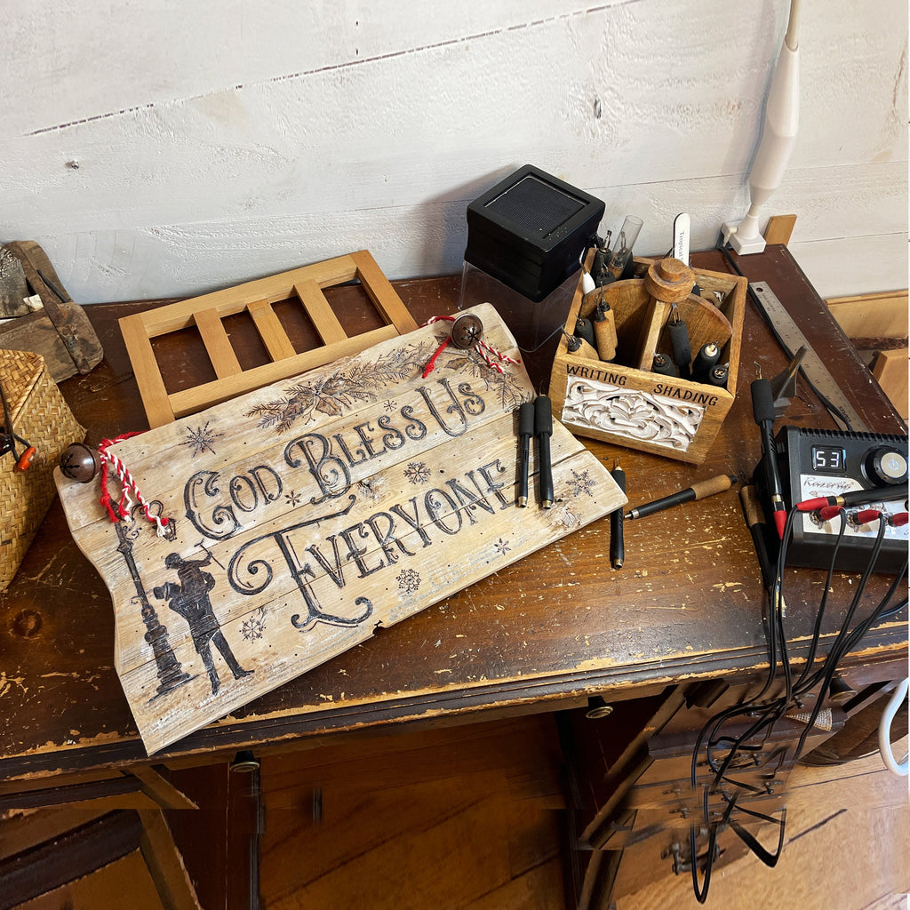 Rustic Vintage Christmas Sign – Tiny Tim Quote Holiday Decor