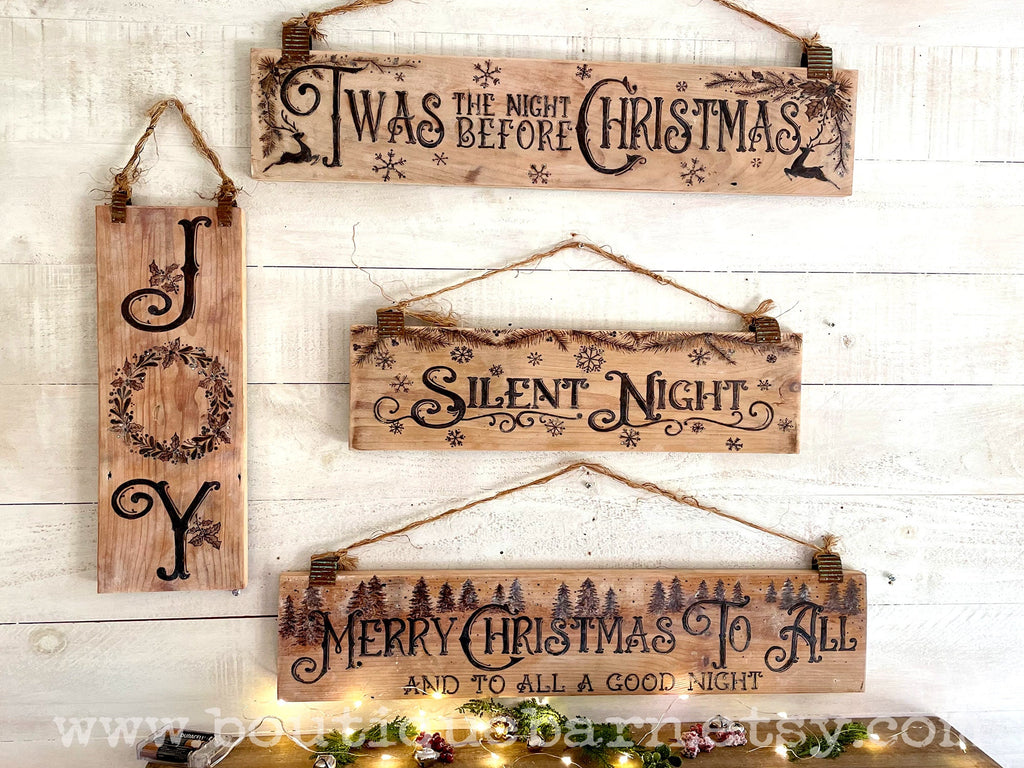 Rustic Christmas Sign – Twas The Night Before Christmas Reindeer Wall Decor