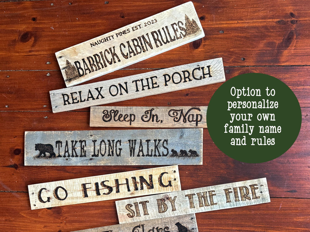 Personalized Cabin Rules Wall Art – Rustic Lodge & Lake House Decor