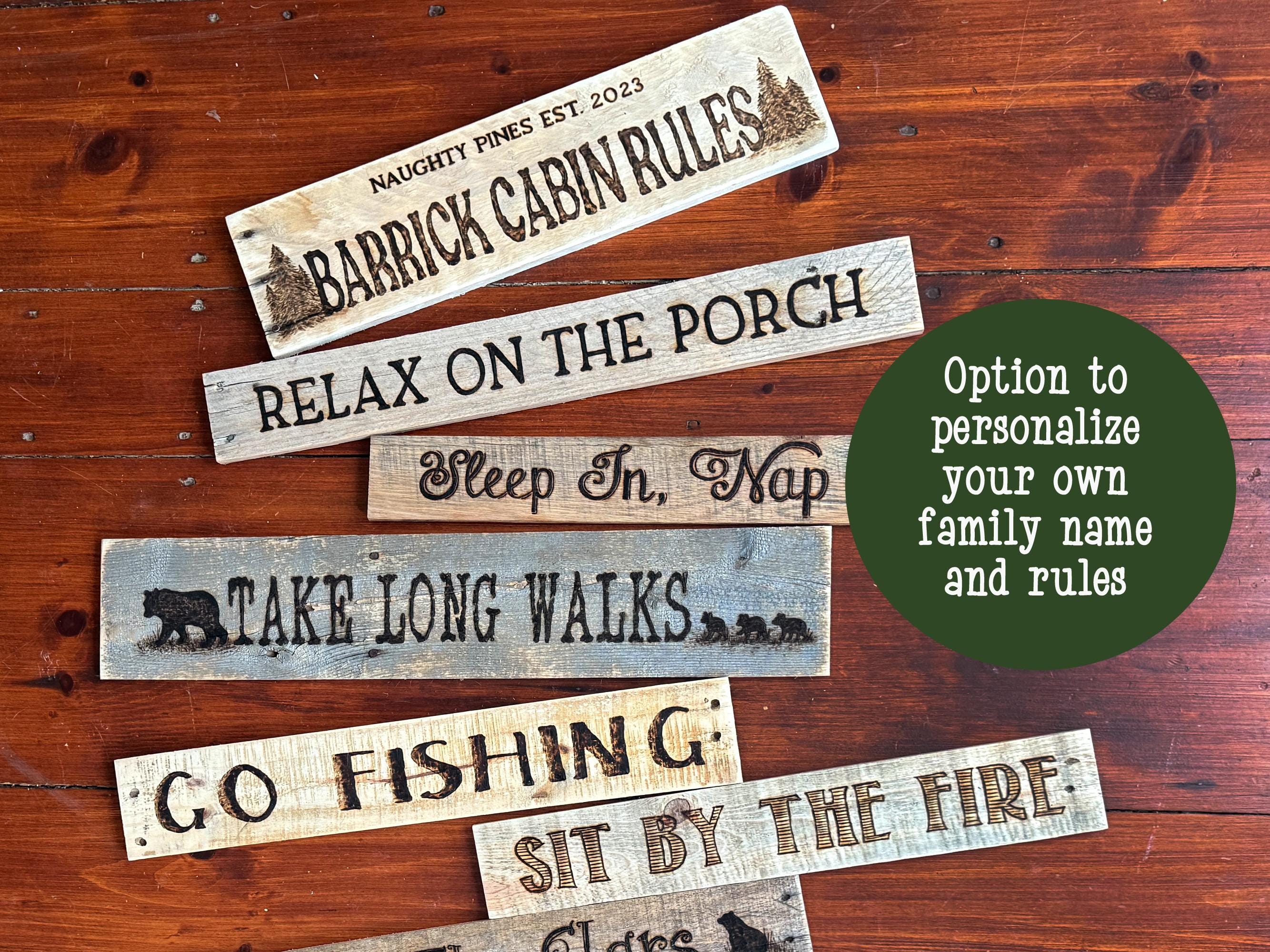Personalized Cabin Rules Wall Art – Rustic Lodge & Lake House Decor