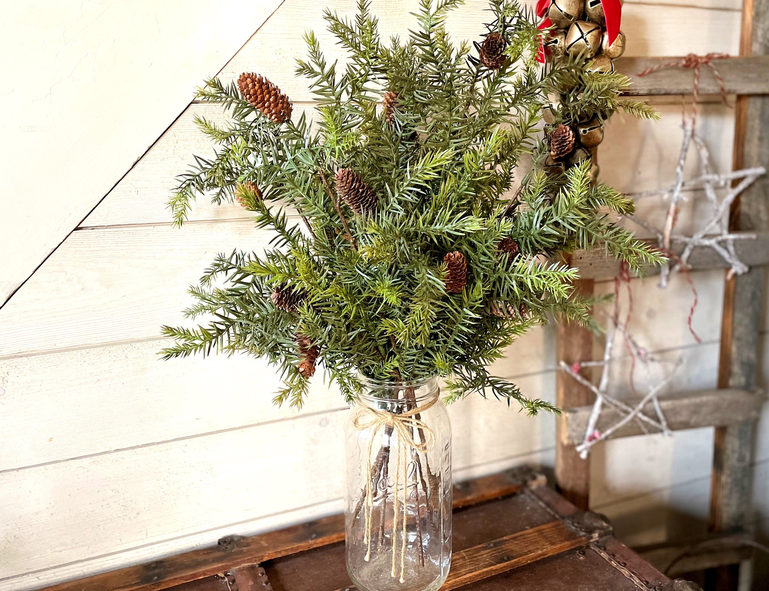 Lifelike faux Fraser fir greenery for rustic holiday décor