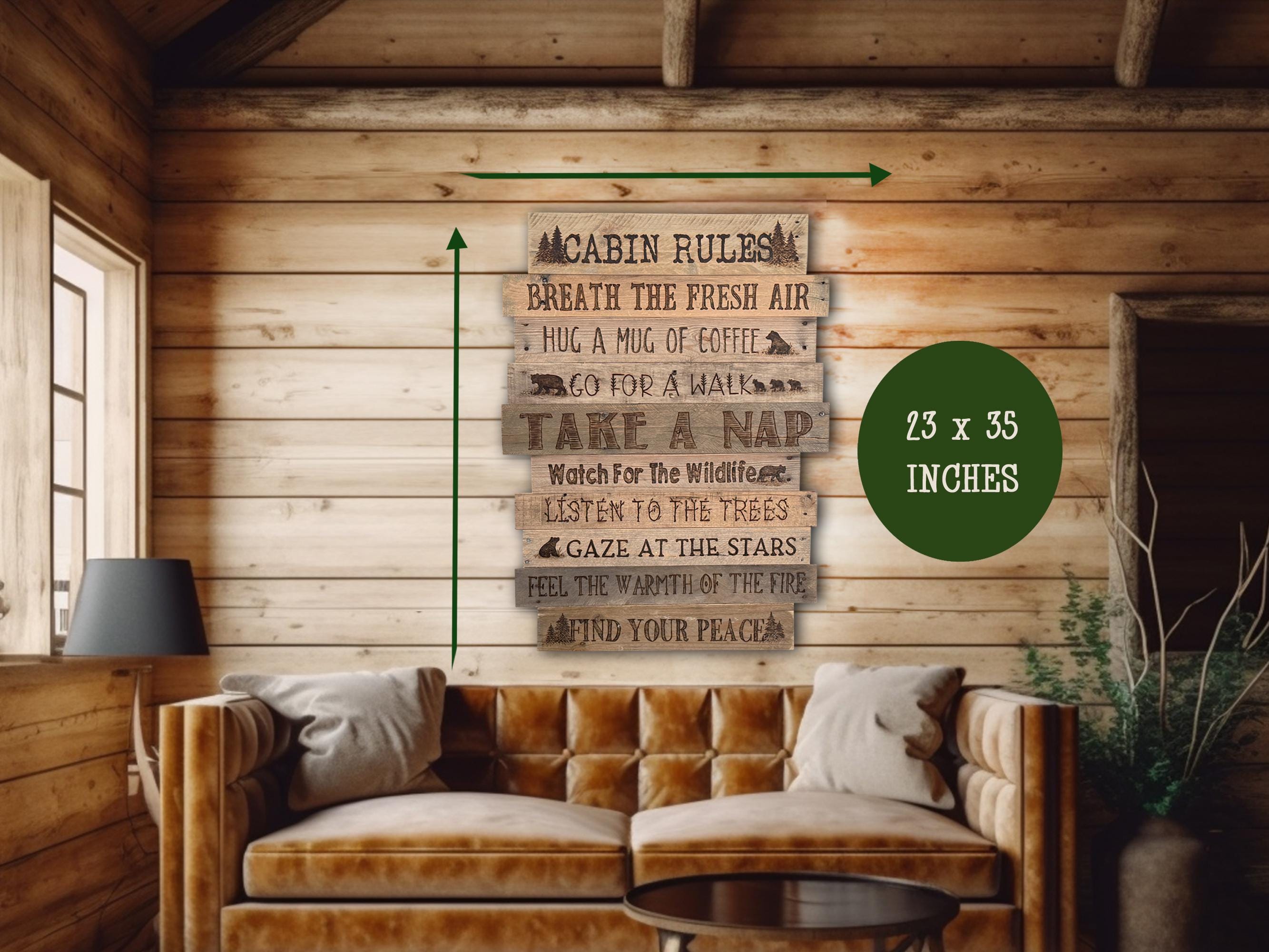 Personalized Cabin Rules Wall Art – Rustic Lodge & Lake House Decor