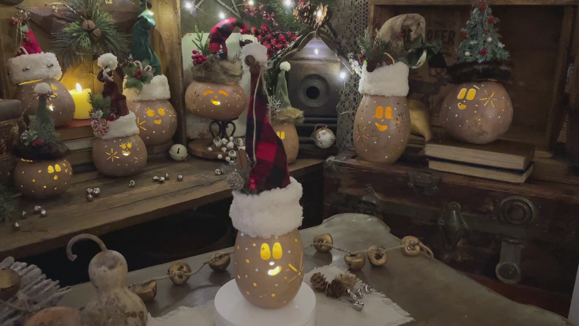 Fig the Christmas Elf – Handcrafted Natural Gourd Elf with Battery Candle