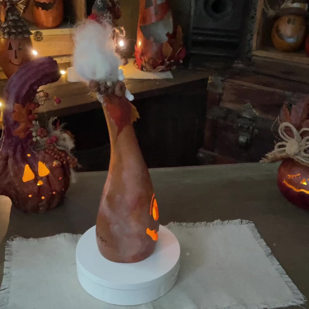 Bones Ghost Pumpkin Gourd – Handmade Halloween Table Decor