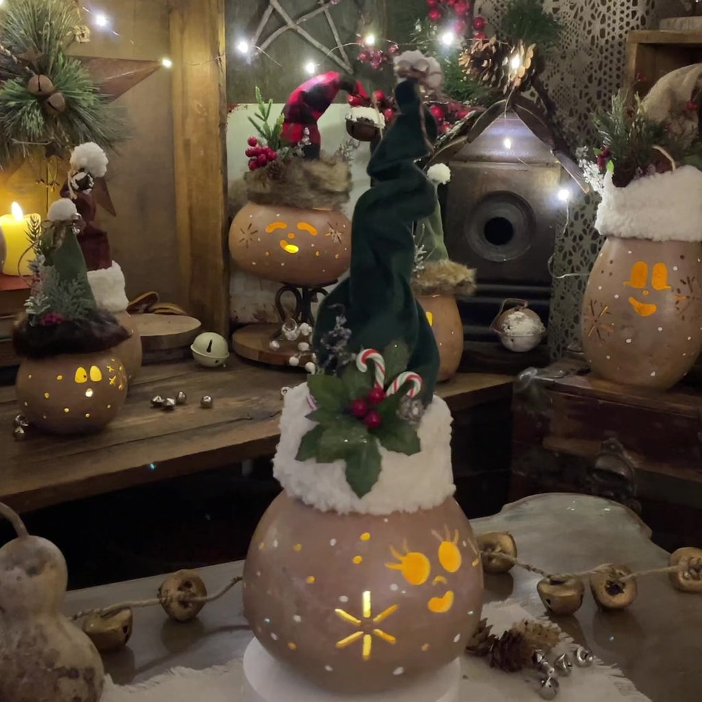 Holly the Christmas Elf – Handcrafted Gourd Elf