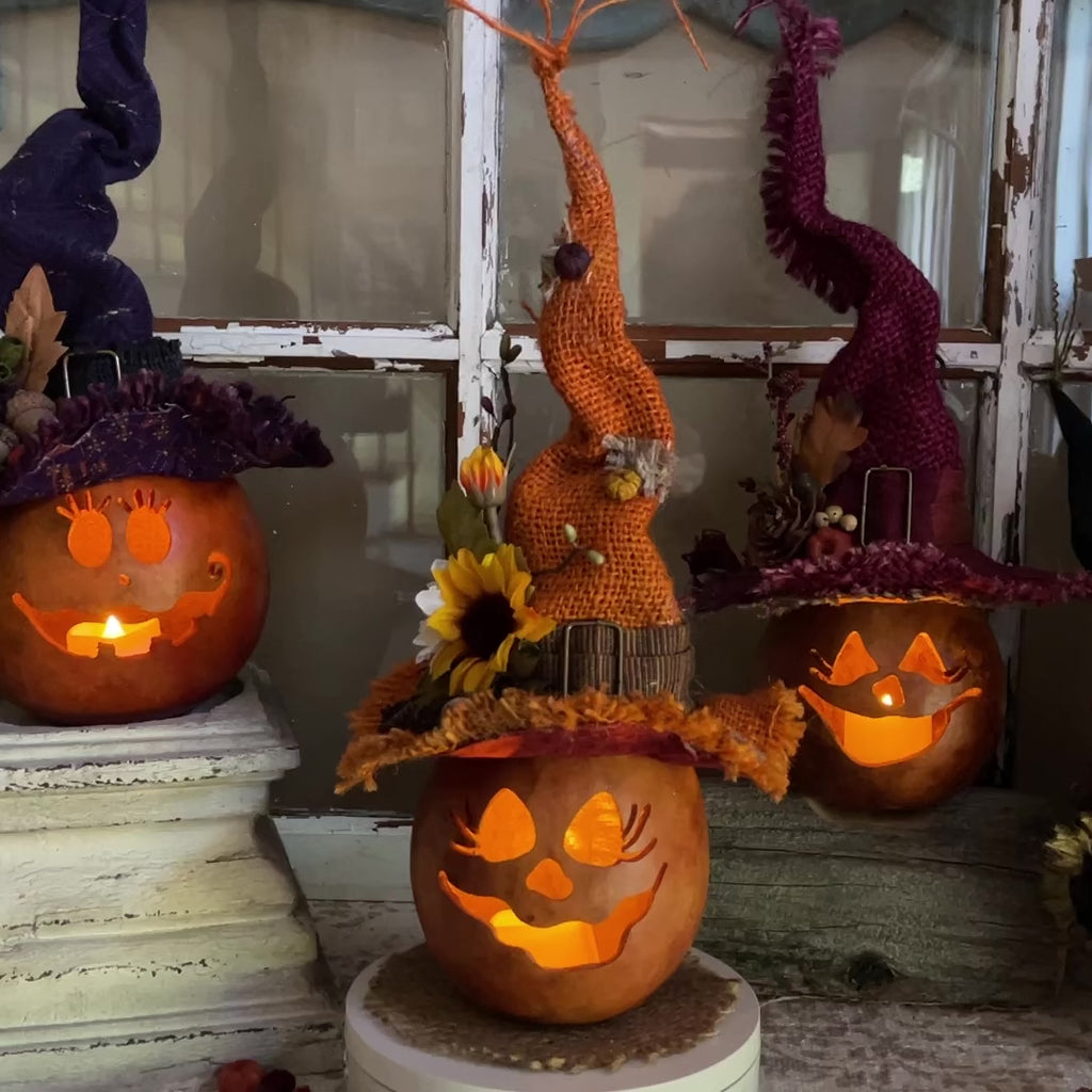 Felicity Witch Pumpkin Gourd Luminary – Autumn Hat