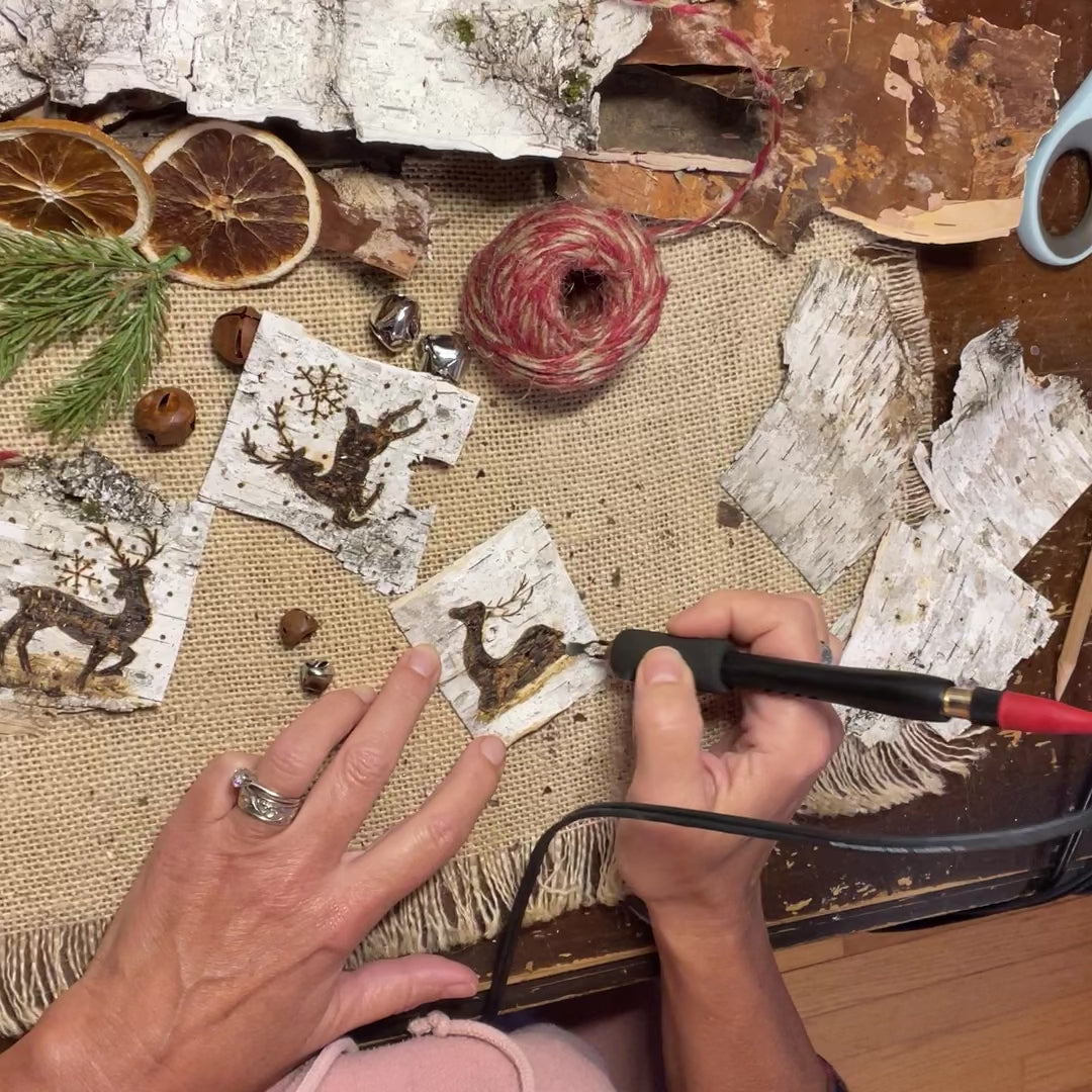 Handcrafted White Birch Bark Gift Tags –  Woodland Christmas Reindeer Gift Wrap