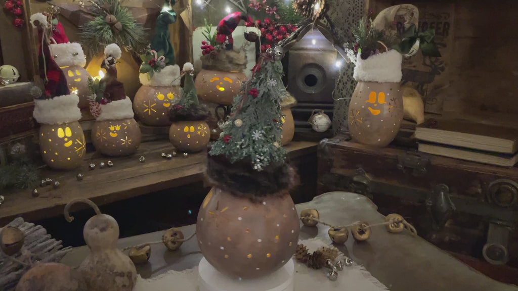 Fraser the Christmas Elf – Handmade Gourd Elf, Rustic Holiday Decor