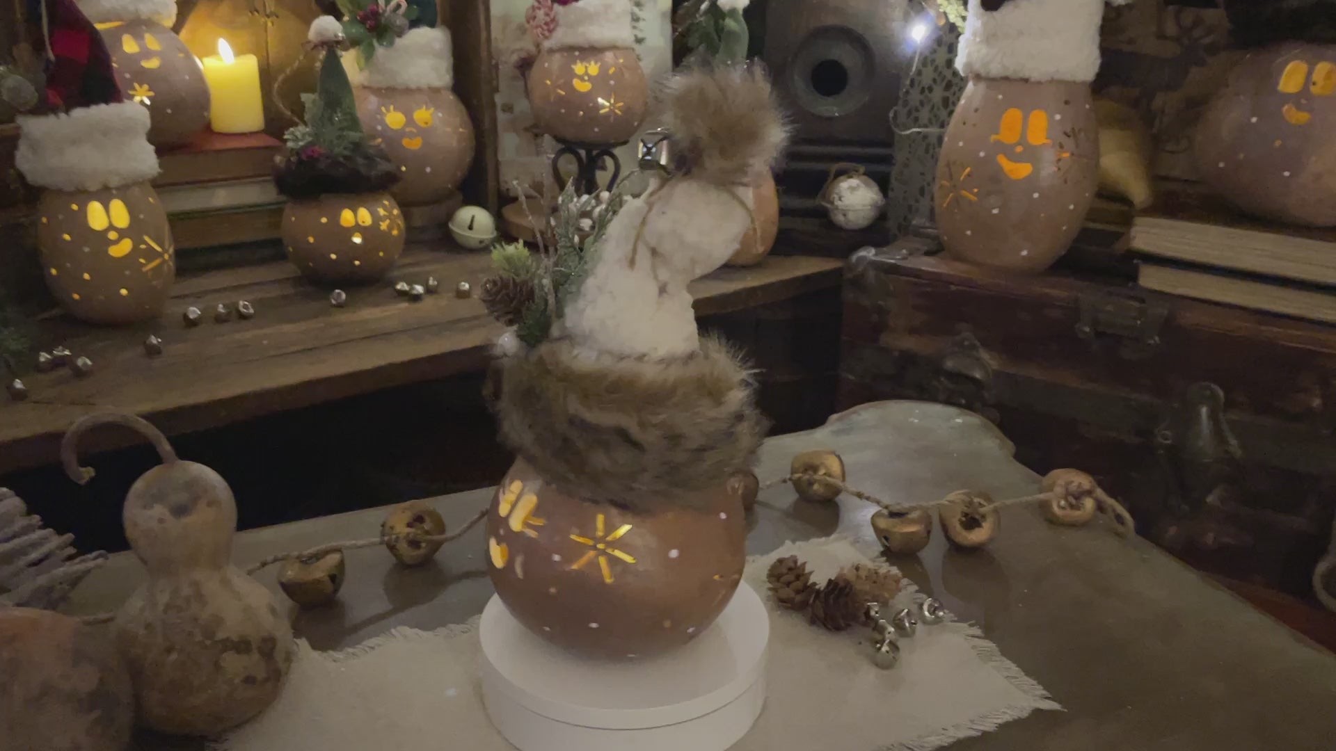 Tinsel the Christmas Elf – Handmade Gourd Elf, Rustic Holiday Decor