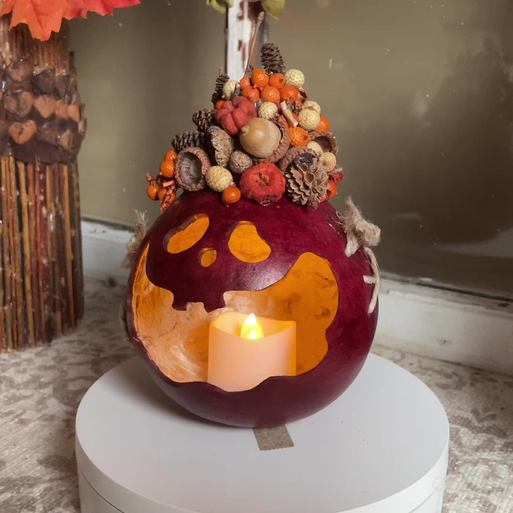 Twig – Mini Handcrafted Fall Ghost Gourd for Halloween