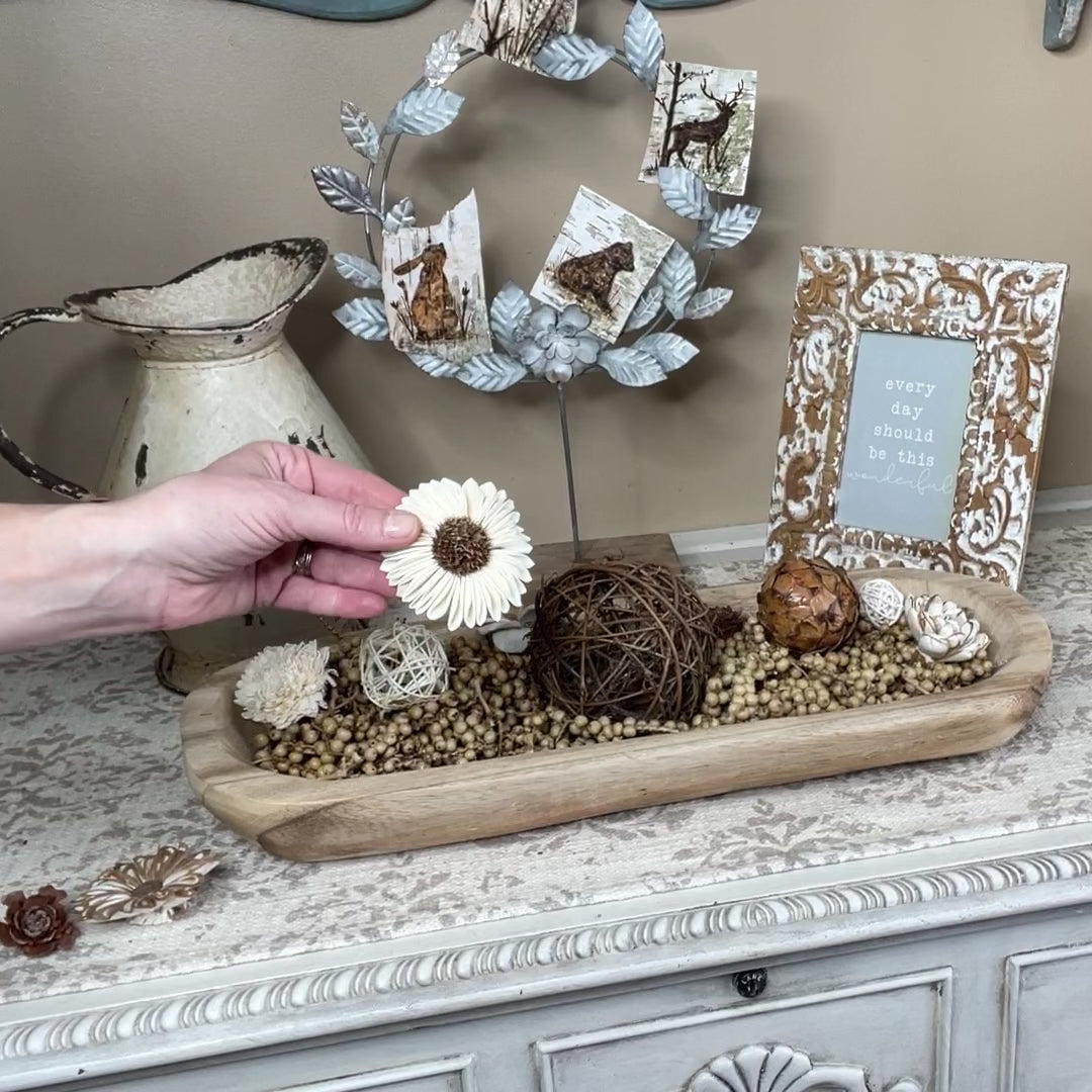Natural Bowl Fillers Kit – Rattan Balls, Pinecones & Wood Flower Blossoms for DIY Centerpieces