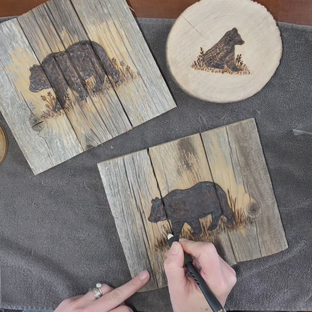 Christmas Black Bear Wood Box Centerpiece – Rustic Woodland Decor