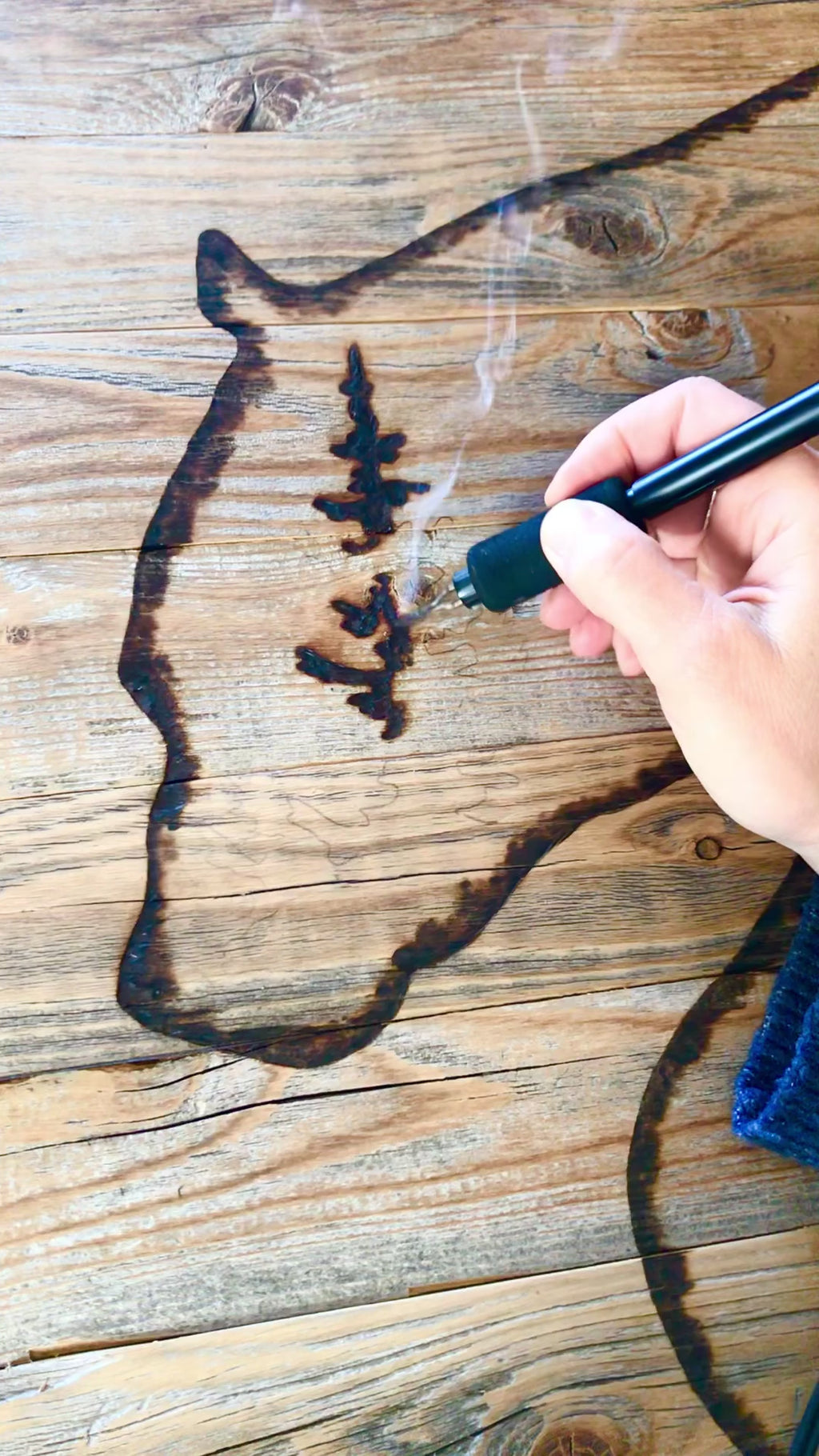 Rustic Black Bear Wall Art – Wood Burned Forest Silhouette on Reclaimed Wood