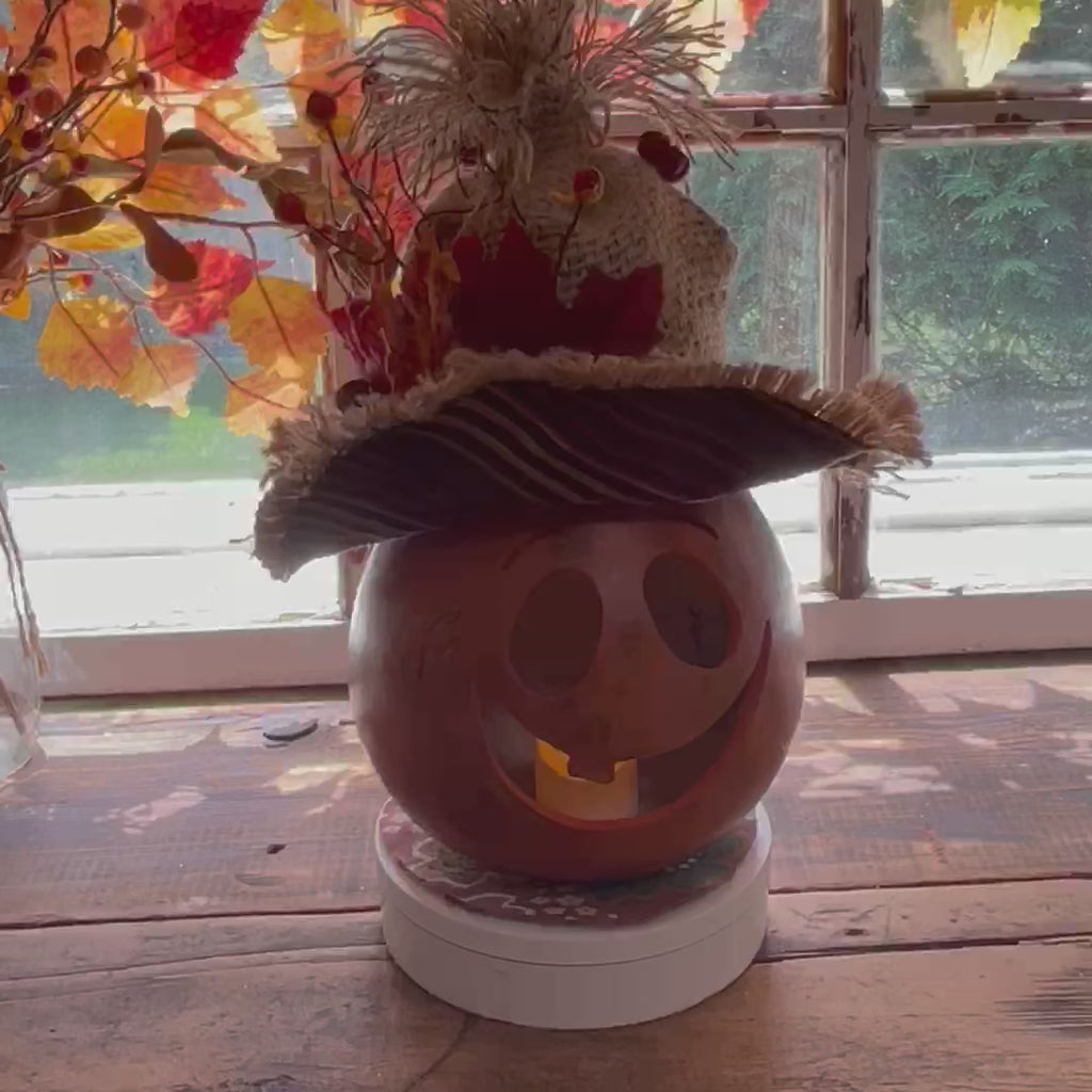 Dimple Pumpkin Gourd Luminary – Handmade Lighted Fall Decor