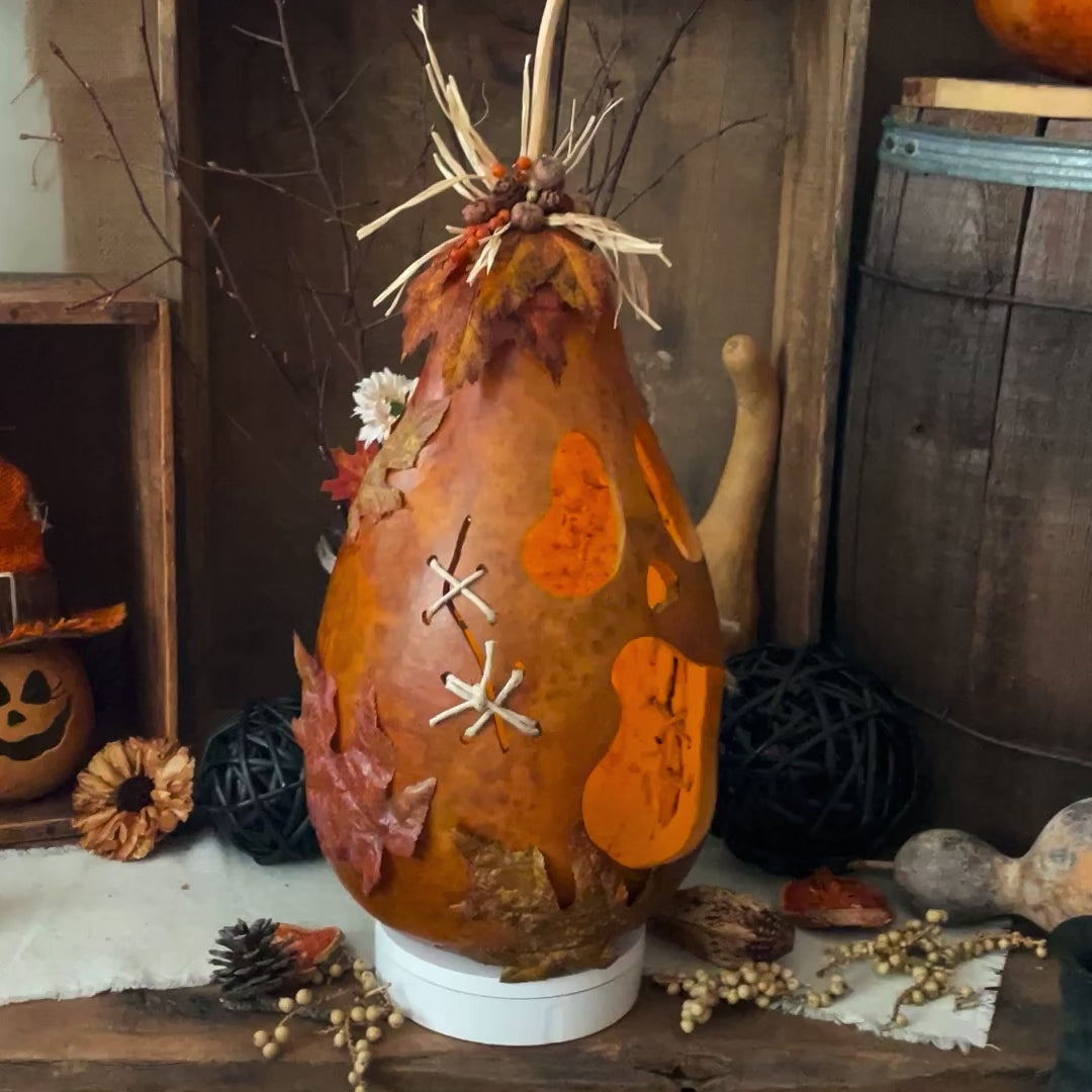 Hand carved pumpkin gourd with extra large mouth