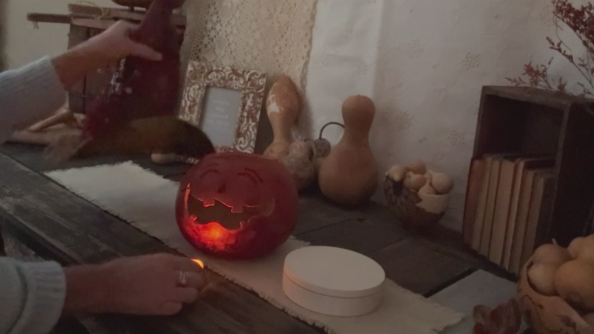 Heddy Pumpkin Gourd Luminary – Handmade Halloween Decor & Rustic Fall Centerpiece