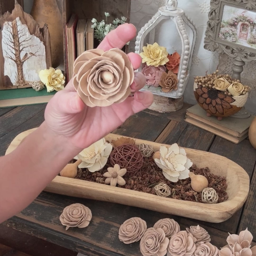 Taupe Ranunculus Wood Flower – DIY Bowl Filler
