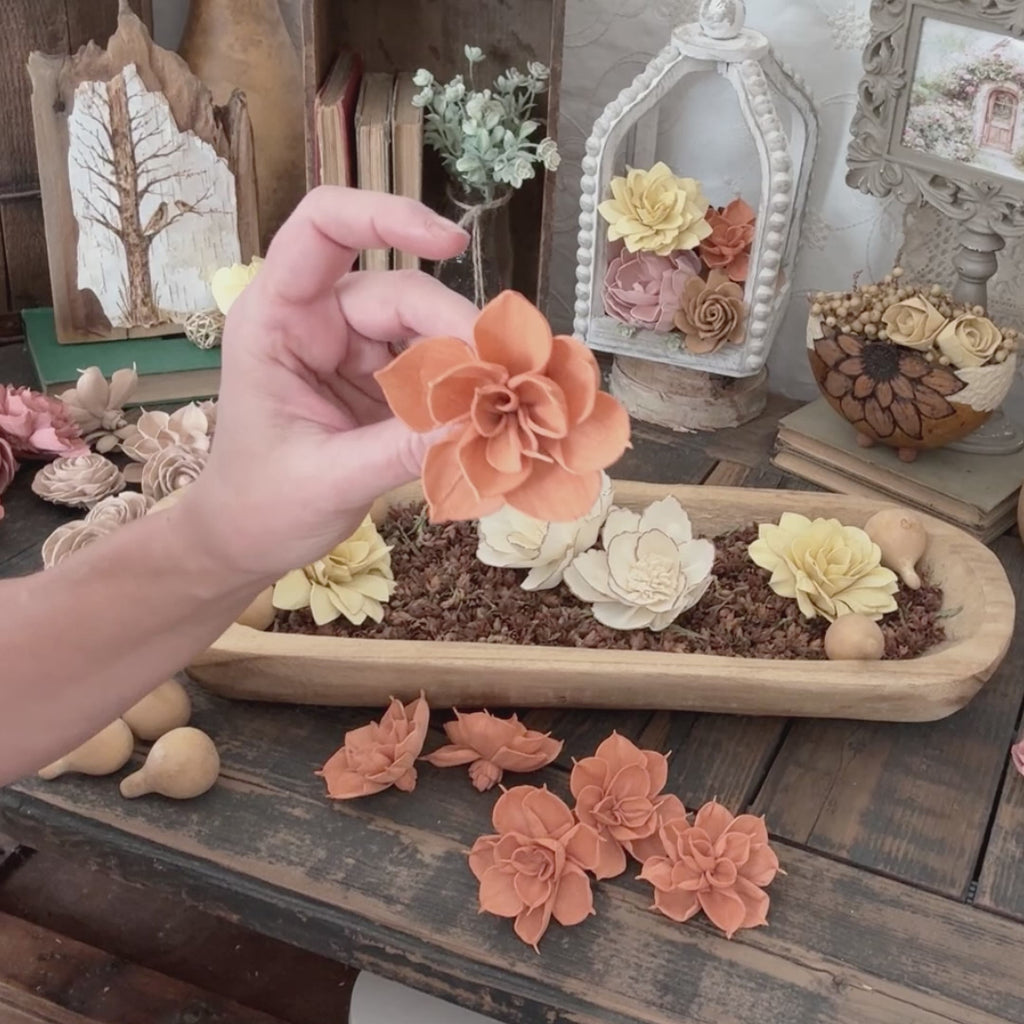 Terracotta Wood Flowers – Natural Bowl Fillers for DIY Centerpieces